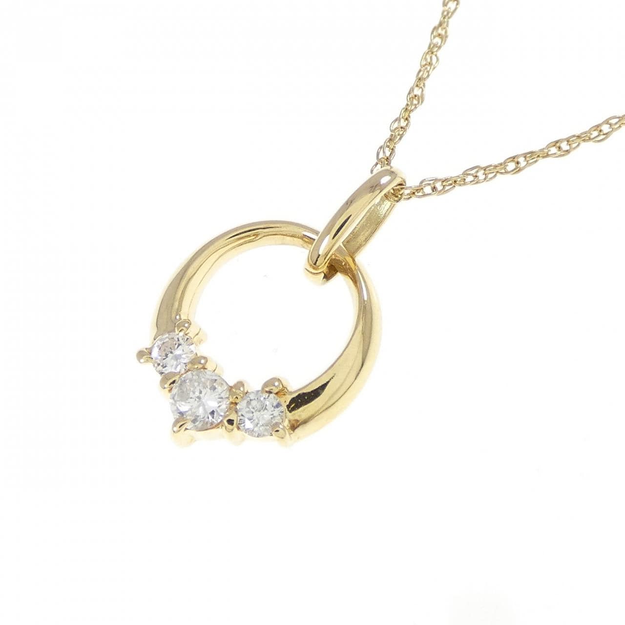 K18YG/750YG ダイヤモンド ネックレス 0.11CT