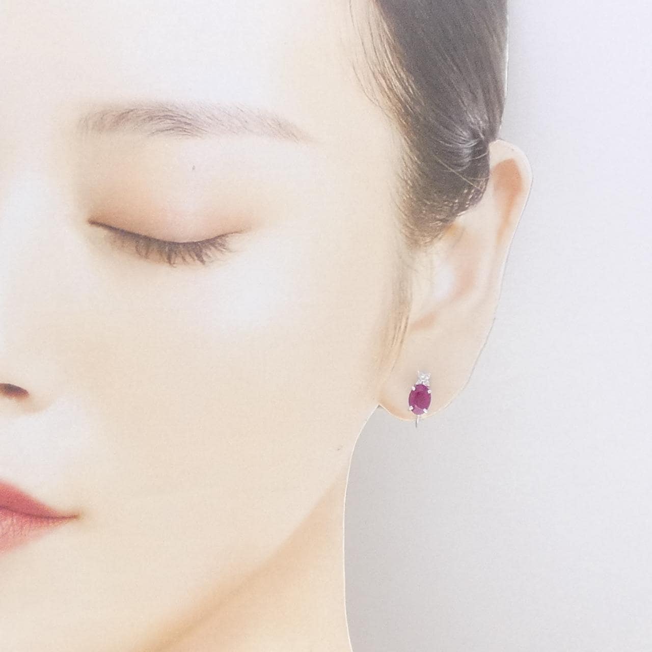 K14WG ルビー イヤリング 1.93CT