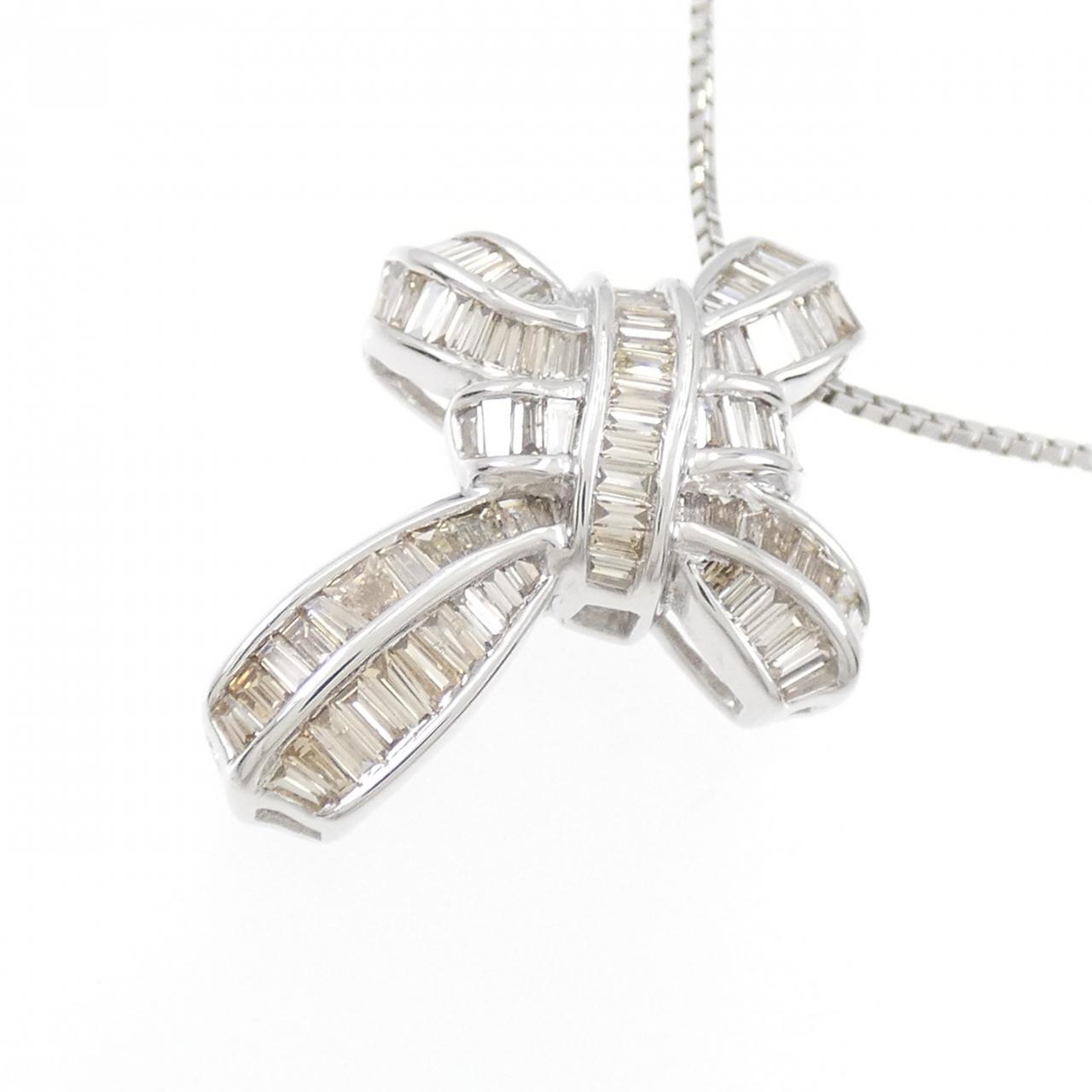 K18WG クロス ダイヤモンド ネックレス 0.65CT