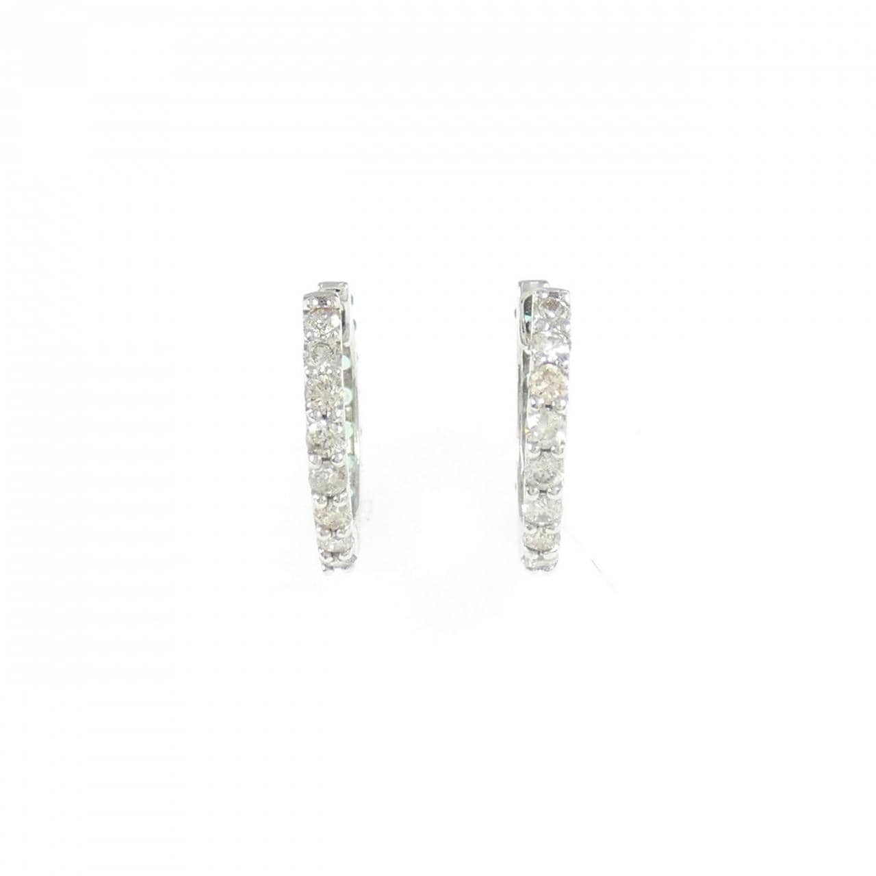 【新品】K18WG エメラルド フープ ピアス