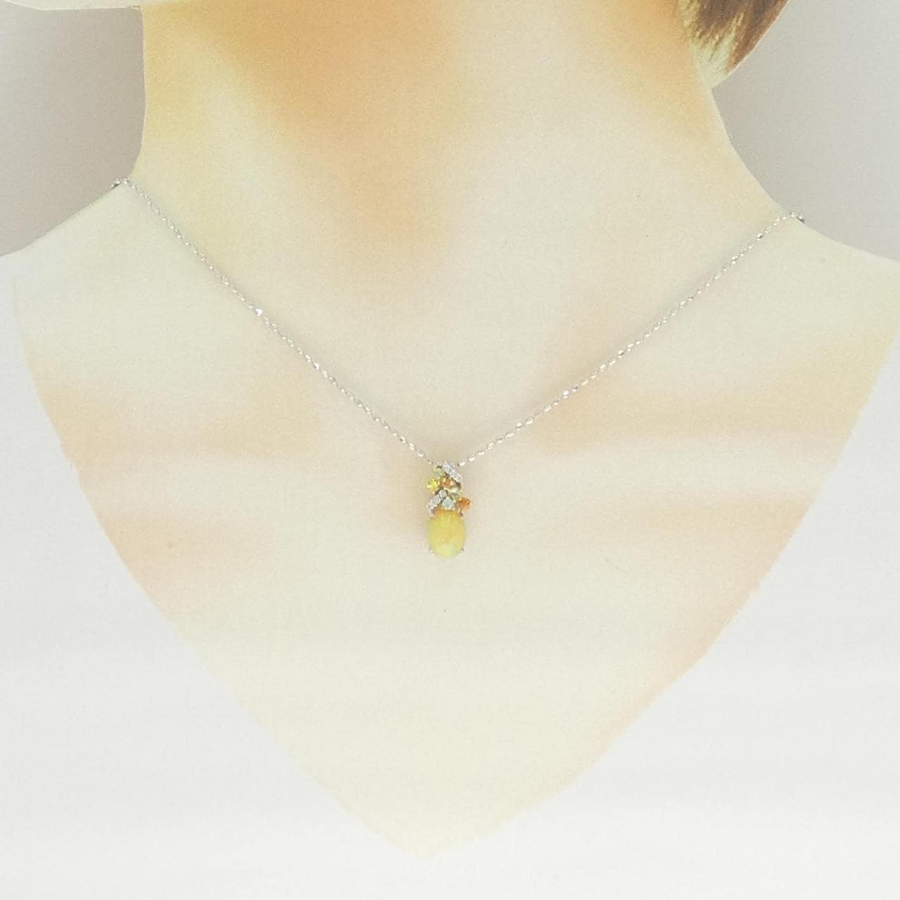 K18WG カラーストーン ネックレス