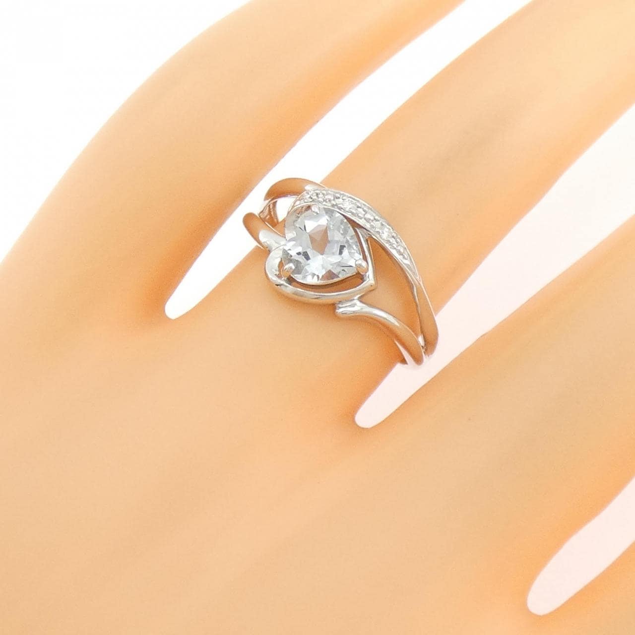 K10WG ハート アクアマリン リング