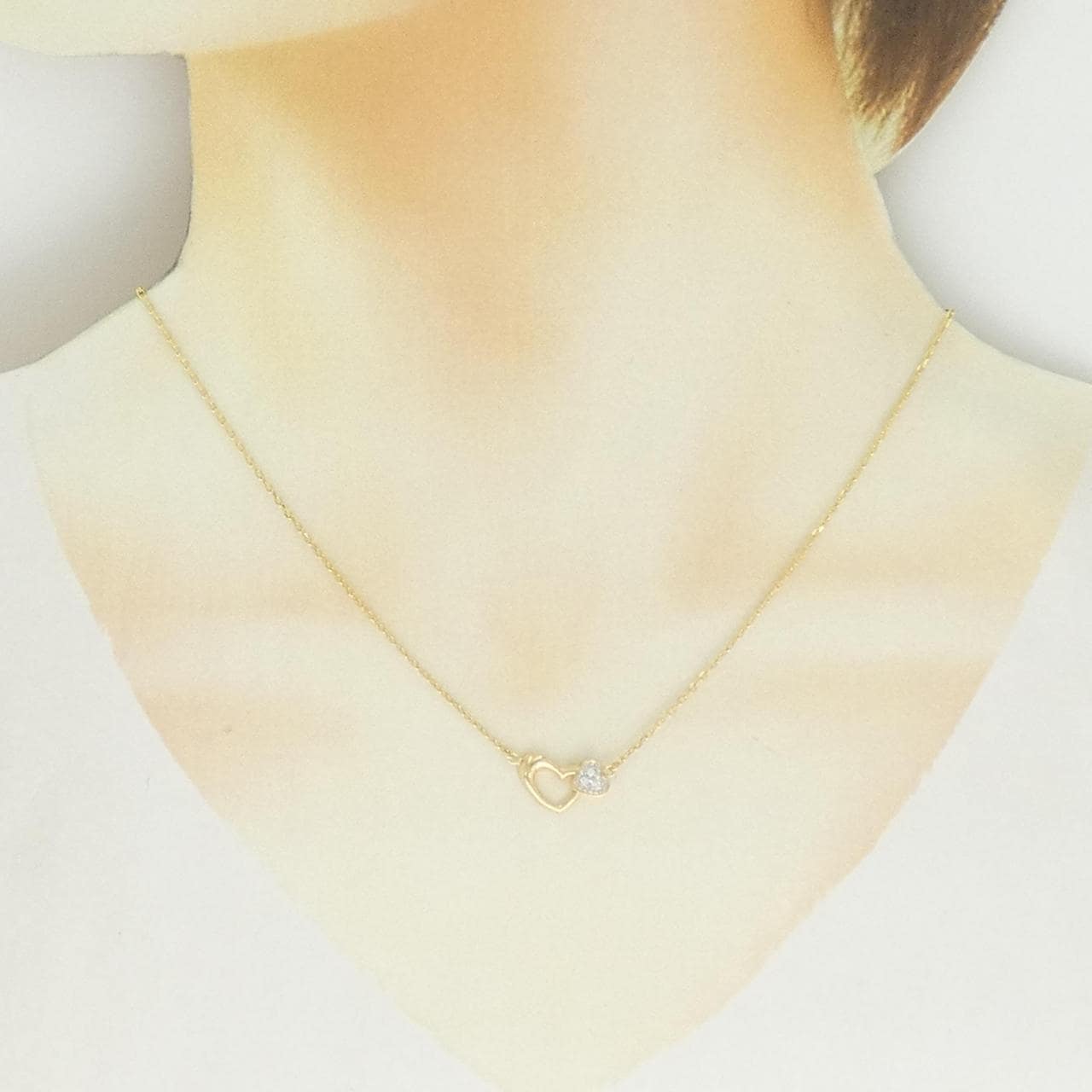 K18YG/PT ハート ダイヤモンド ネックレス 0.03CT
