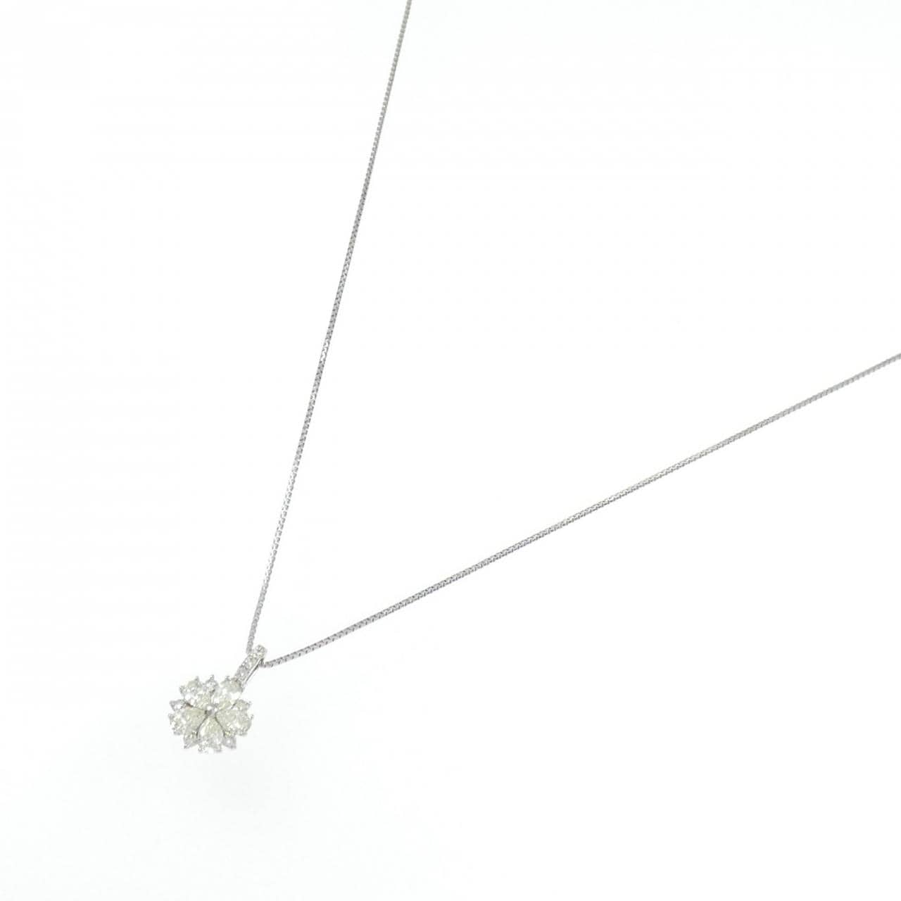 【新品】PT900/PT850 フラワー ダイヤモンド ネックレス 0.30CT