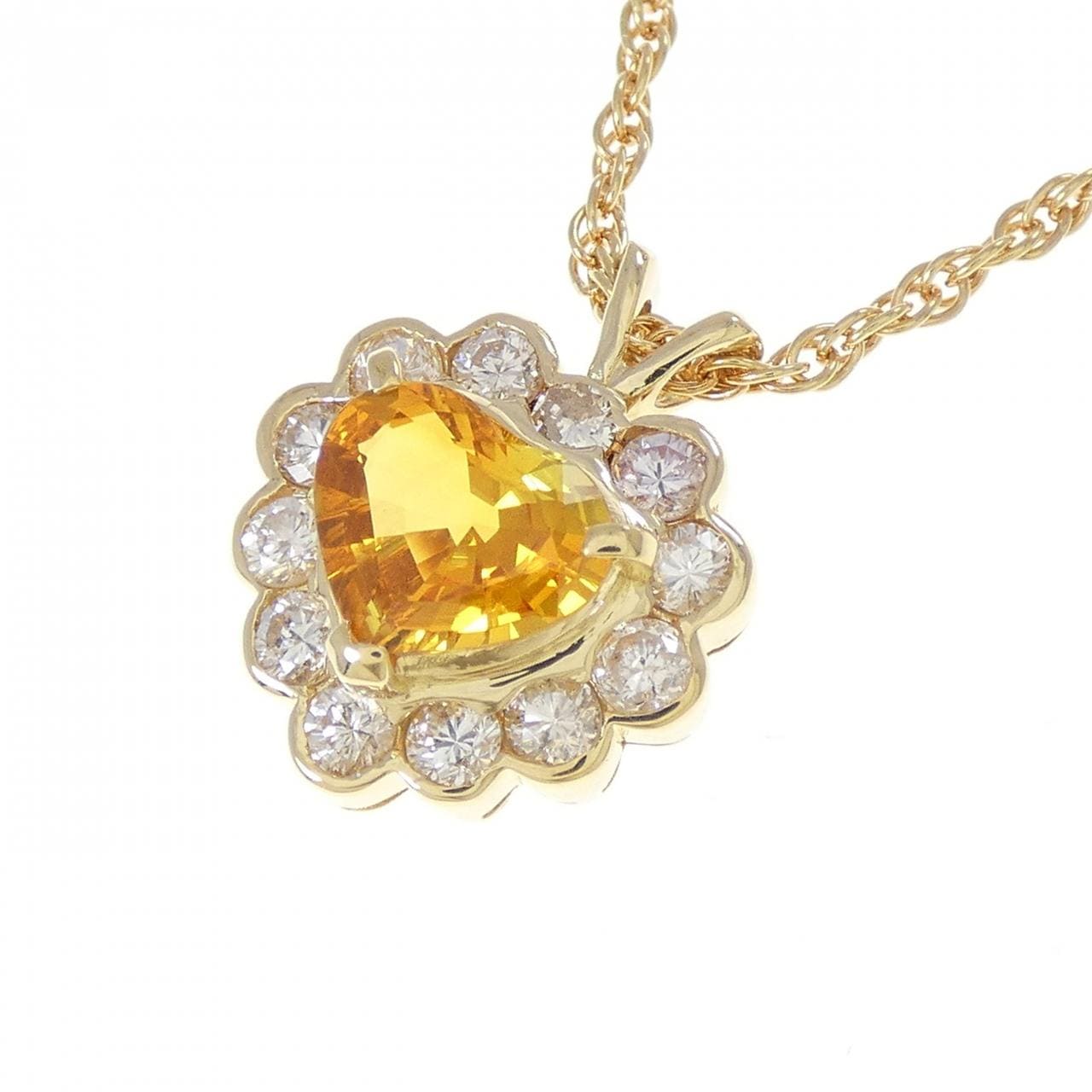 K18YG ハート サファイヤ ネックレス 1.33CT