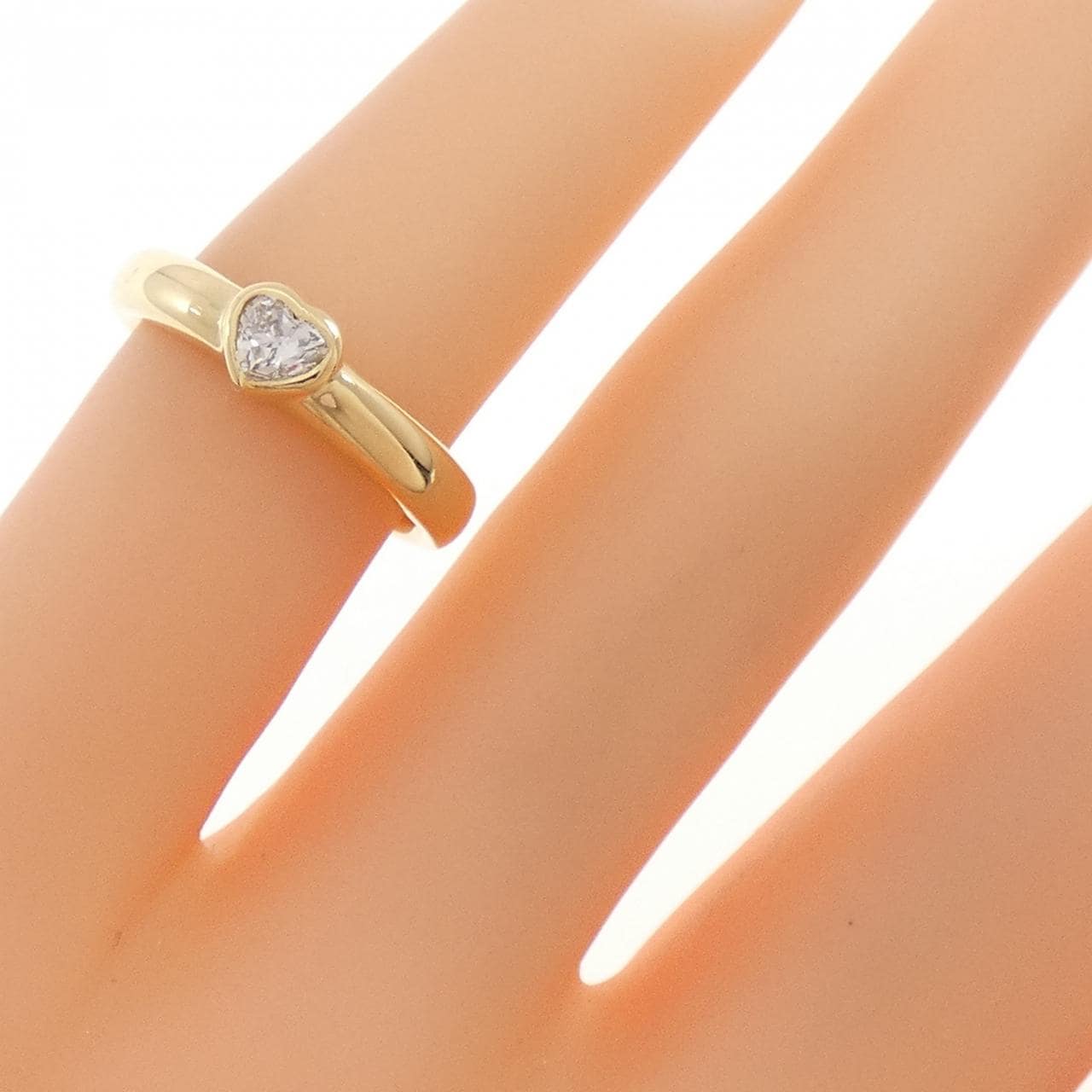 K18YG ハート ダイヤモンド ピンキーリング 0.128CT