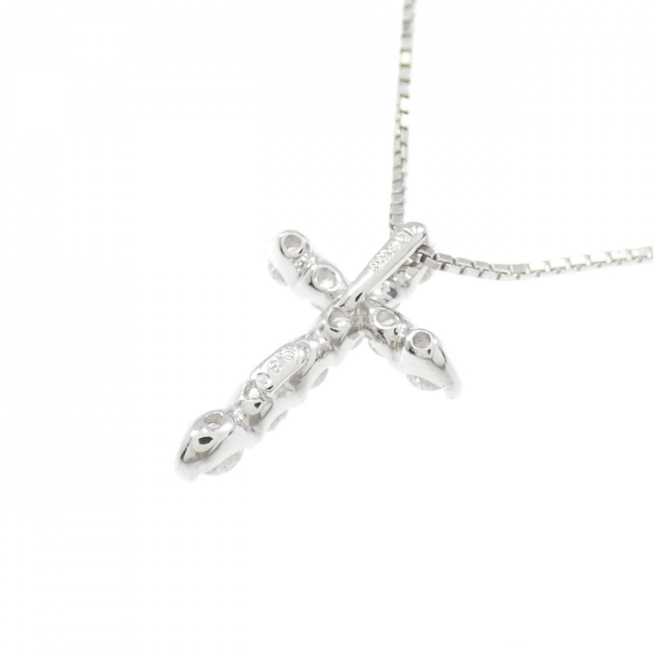 K18WG クロス ダイヤモンド ネックレス 0.30CT