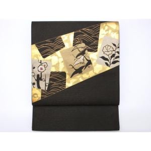 袋帯　染帯　金彩加工刺繍入り