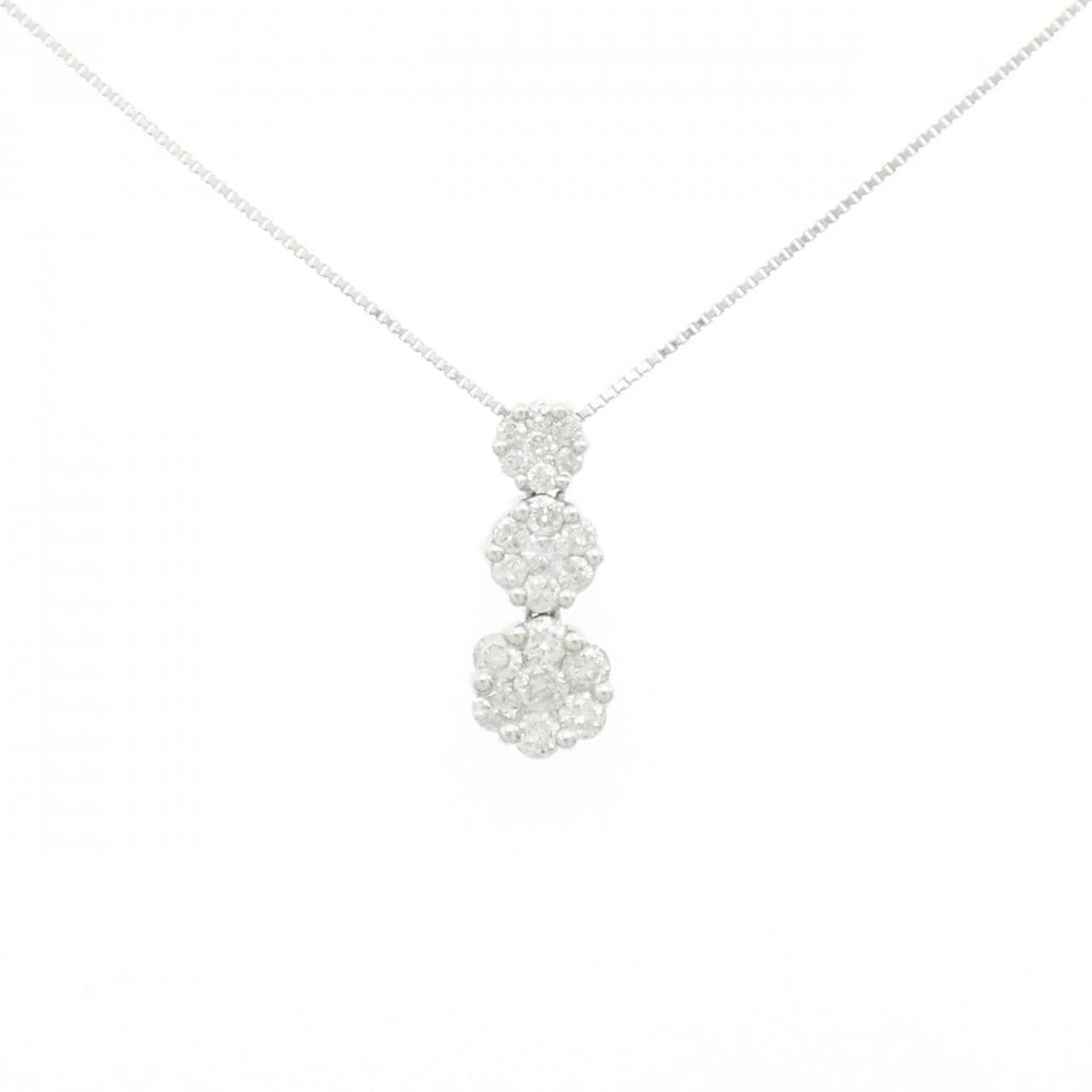 K18WG 花鑽石項鍊 1.00CT
