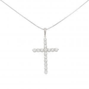 K18WG クロス ダイヤモンド ネックレス 2.00CT