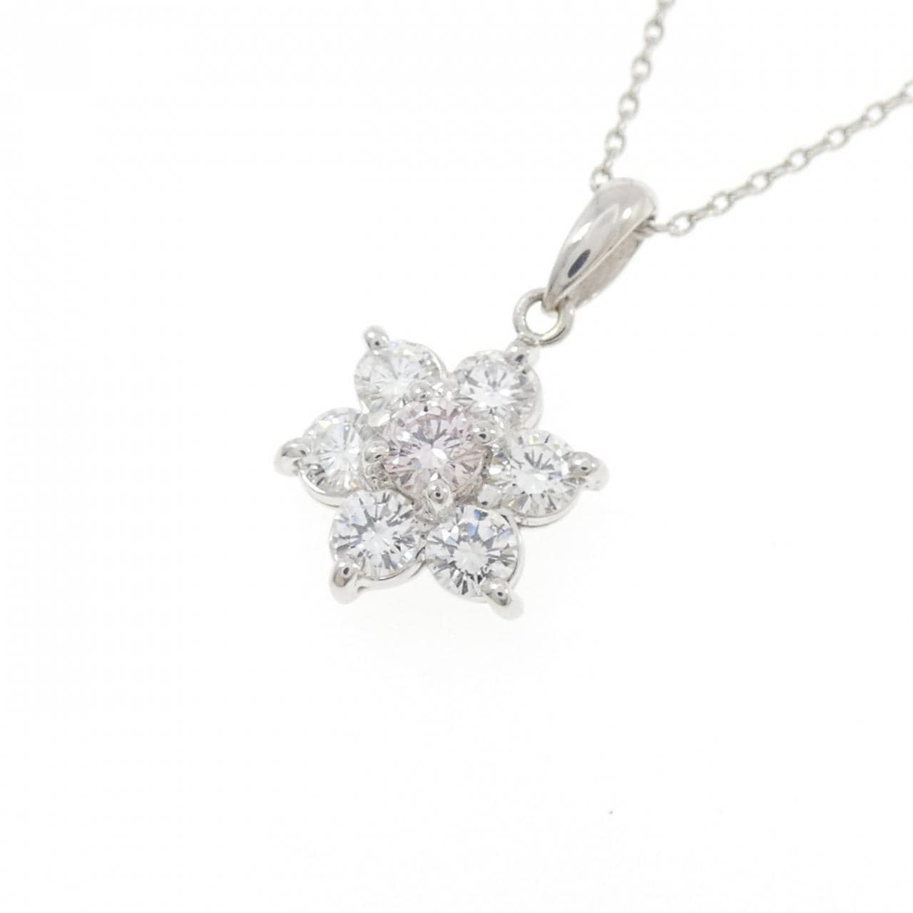 PT900/PT850 フラワー ピンクダイヤモンド ネックレス 0.144CT