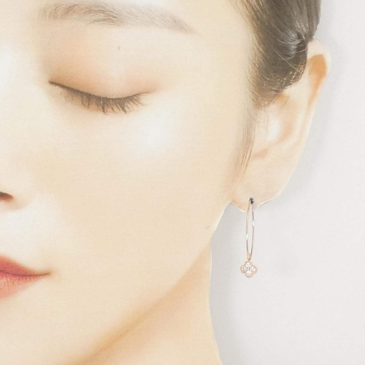 K18PG フラワー ダイヤモンド ピアス 0.40CT