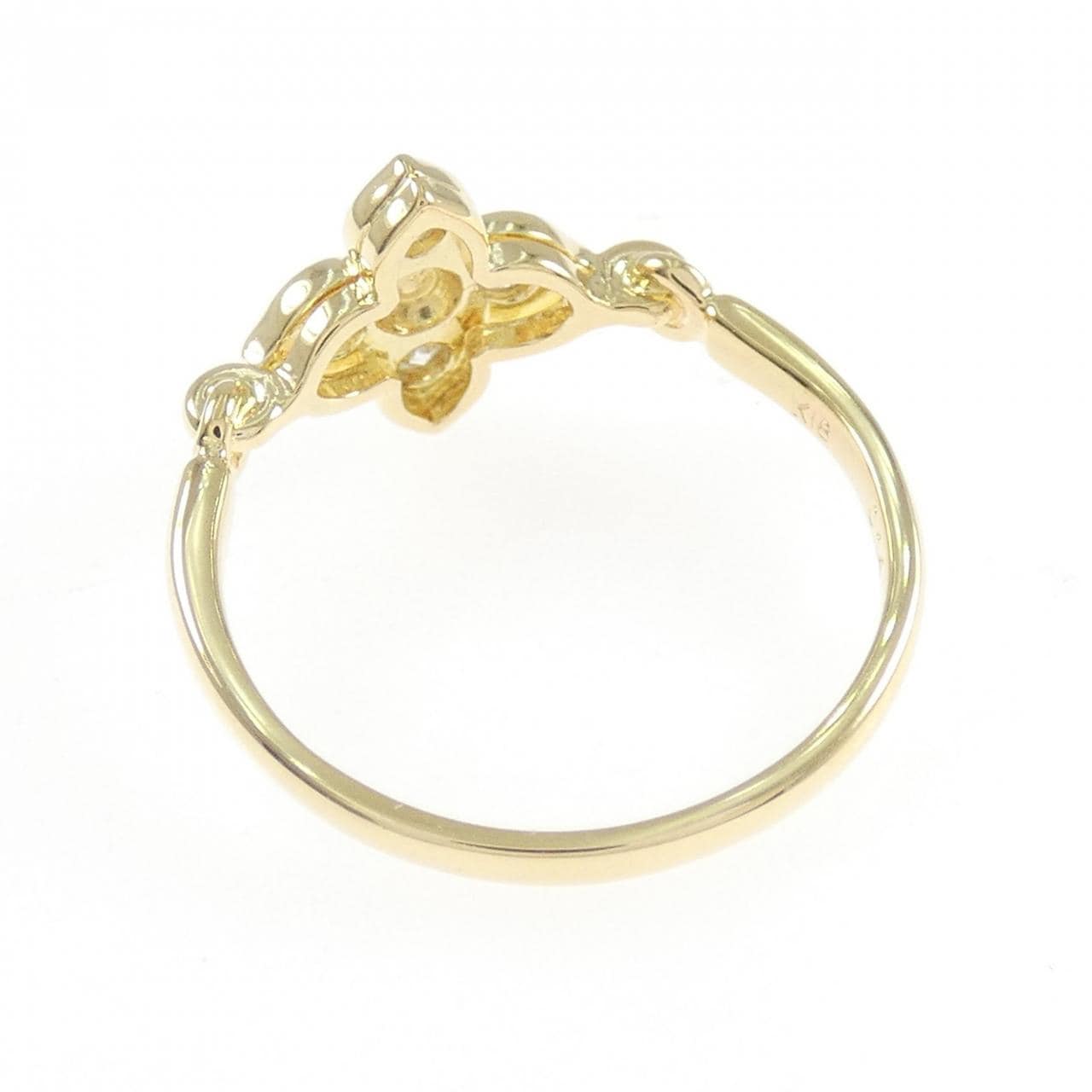 K18YG フラワー ダイヤモンド リング 0.14CT