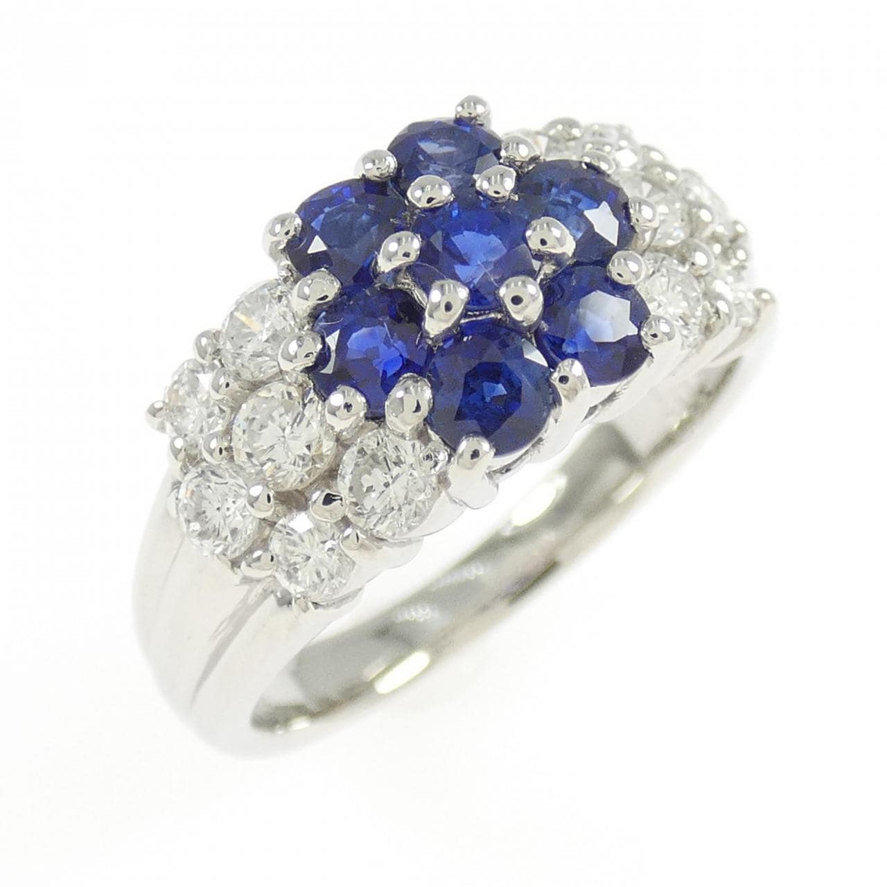PT900 フラワー サファイヤ リング 1.10CT