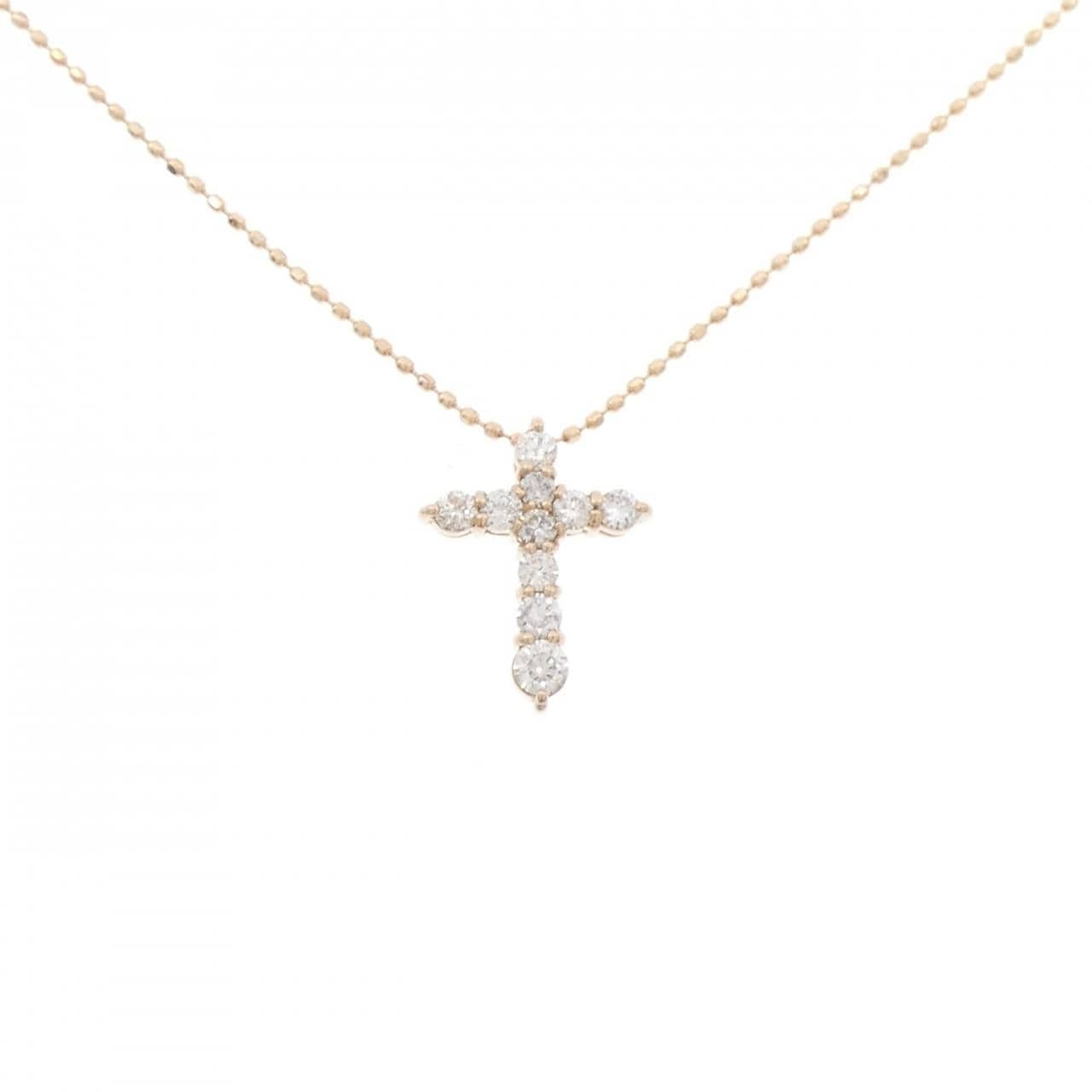 K18PG クロス ダイヤモンド ネックレス 0.30CT