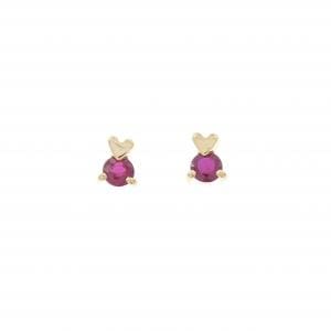 K18YG ハート ルビー ピアス 0.48CT