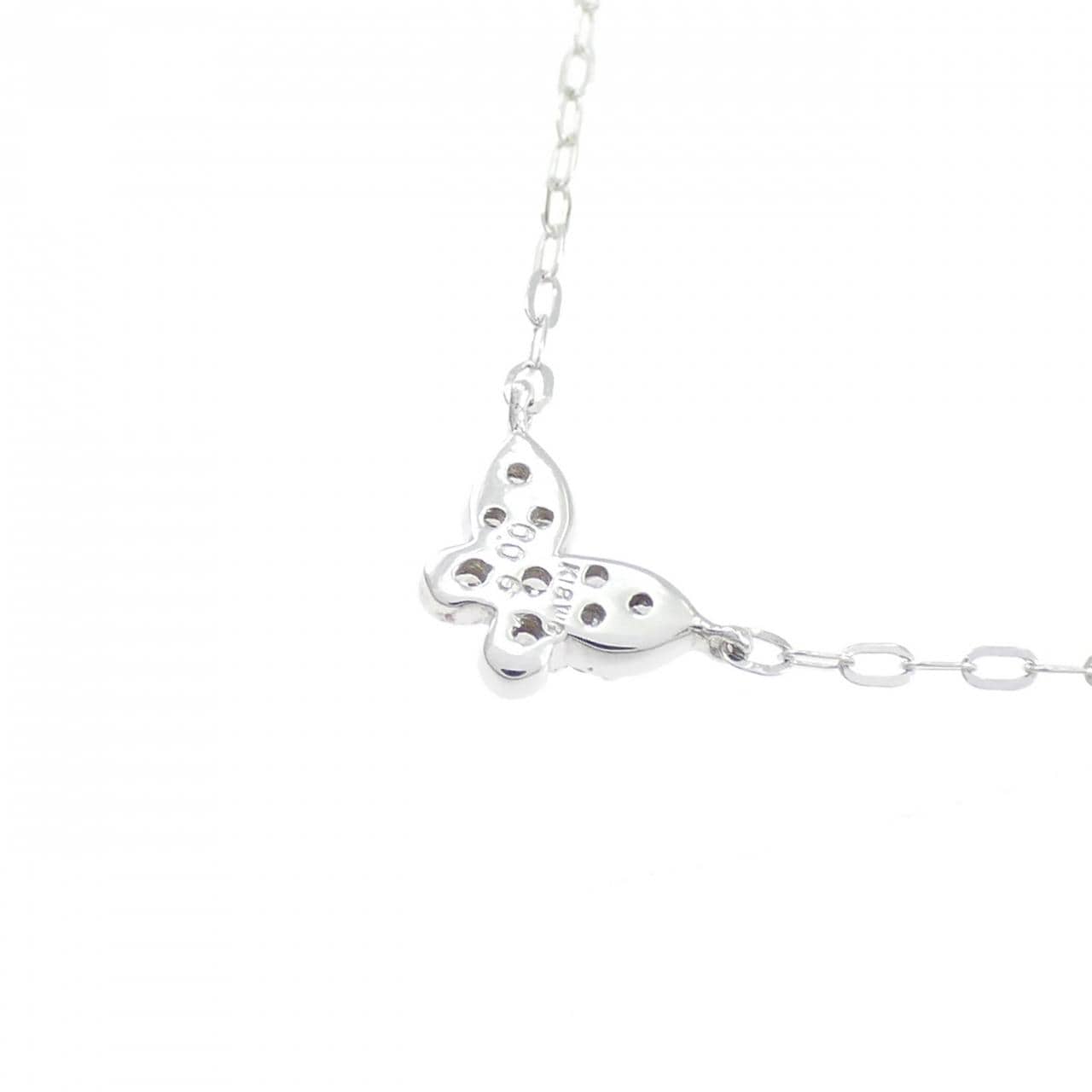K18WG バタフライ ダイヤモンド ネックレス 0.06CT