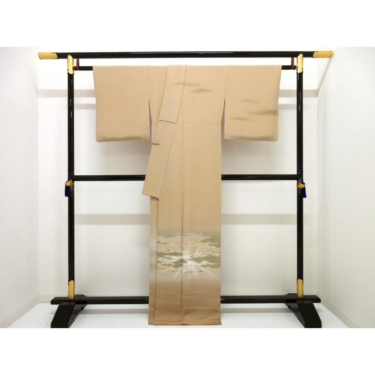 訪問着　水嶋征夫　友禅加工ボカシ染　三ツ柏