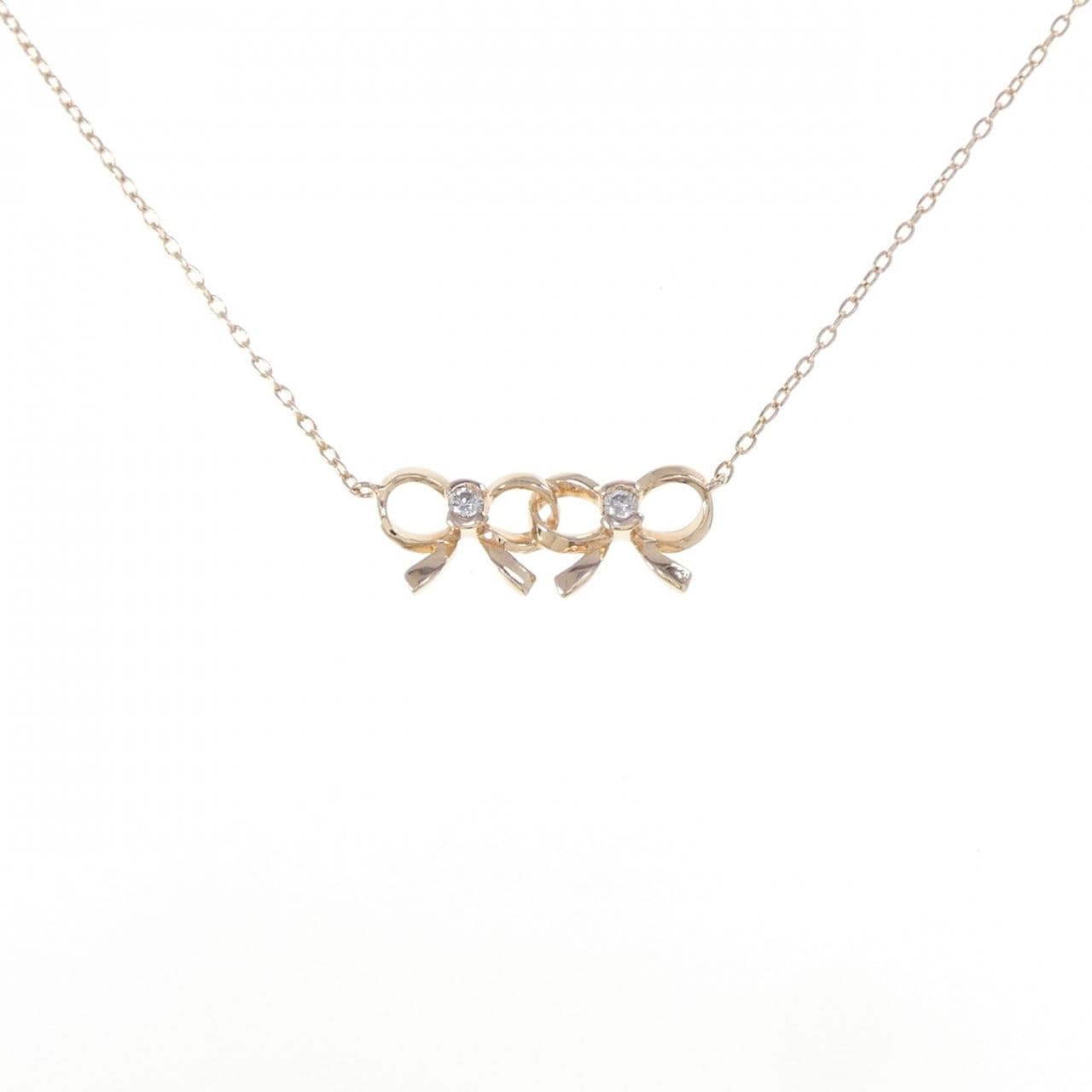 フォリフォリ リボン ダイヤモンド ネックレス 0.04CT