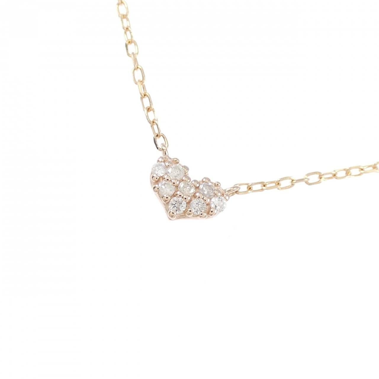 K10PG ハート ダイヤモンド ネックレス