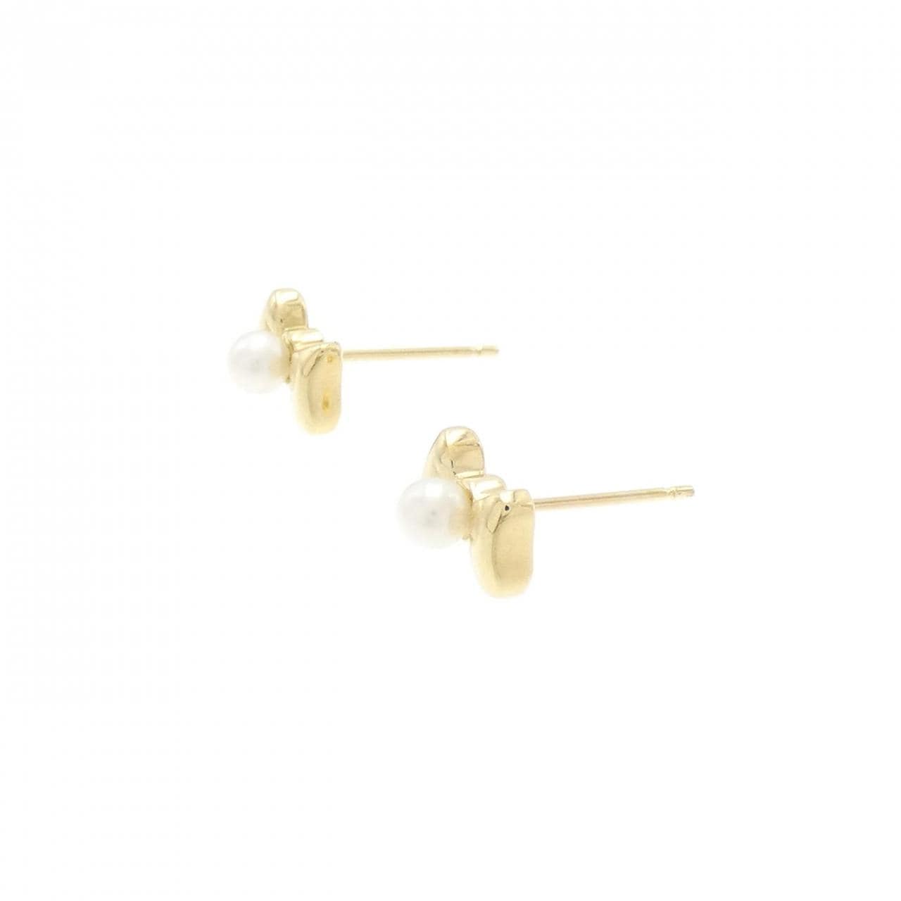 750YG/K18YG リボン アコヤパール ピアス 3.1mm