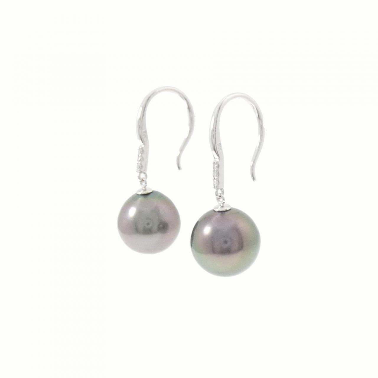 K18WG 黒蝶パール ピアス 10mm