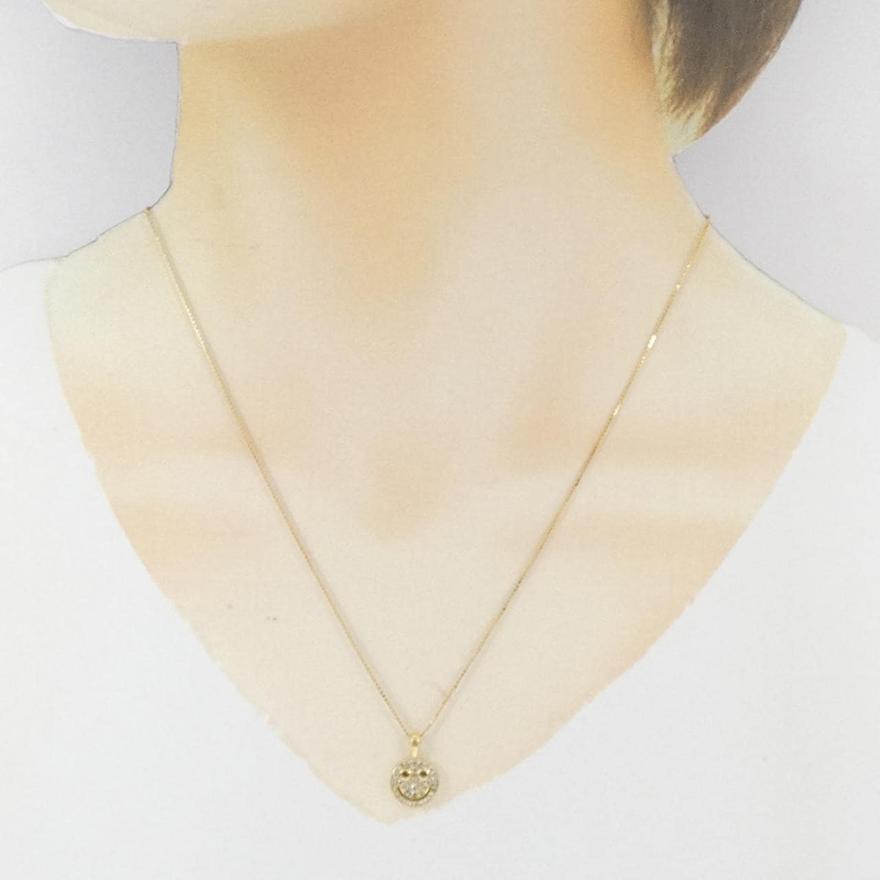 K18YG スマイル ダイヤモンド ネックレス 0.03CT