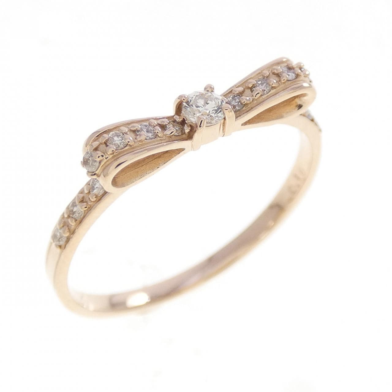 K18PG リボン ダイヤモンド リング 0.16CT