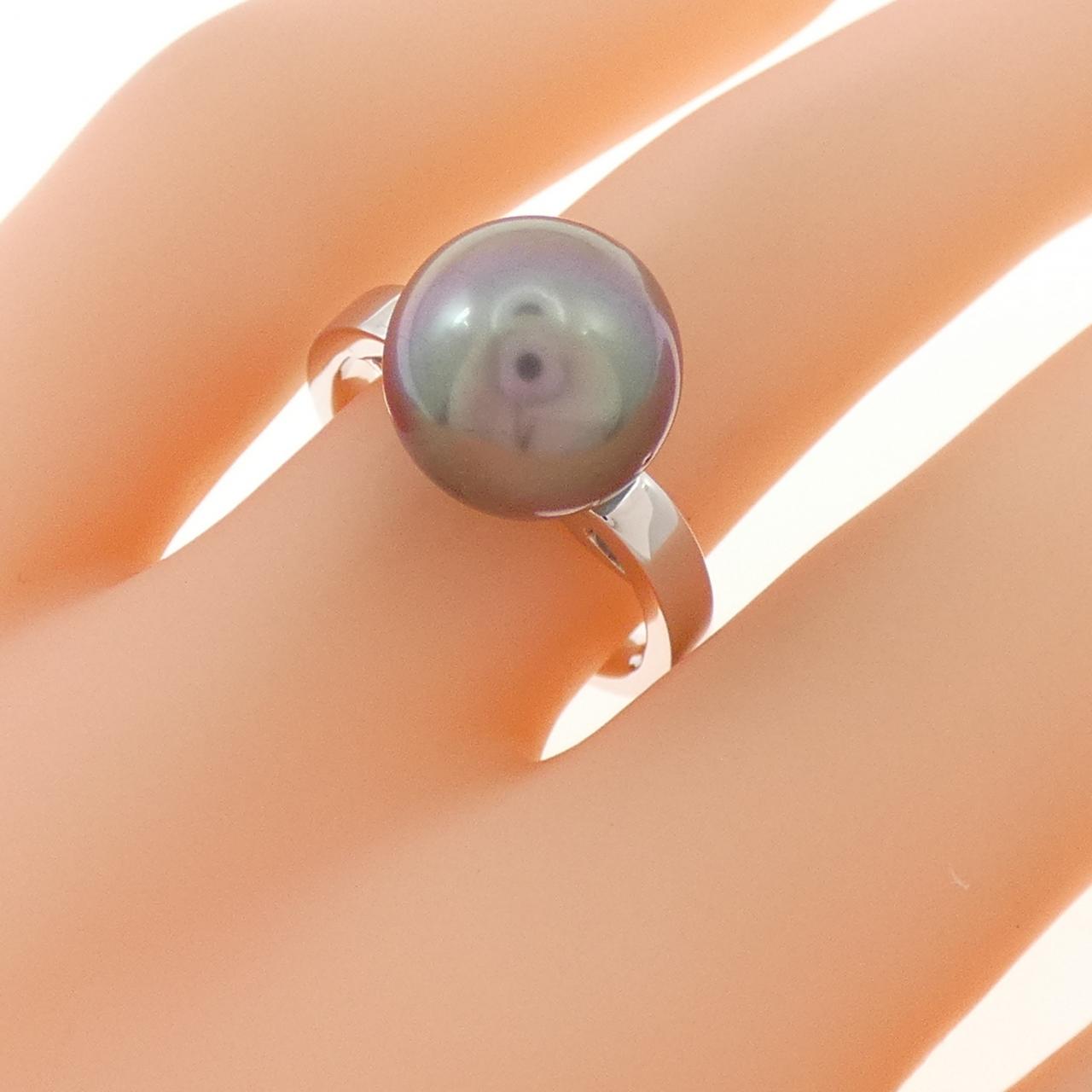 K18WG 黒蝶パール リング 10.5mm