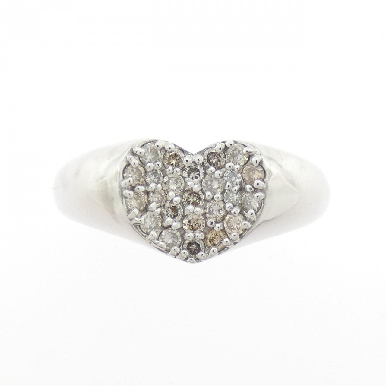 K18WG ハート パヴェ ダイヤモンド リング 0.30CT