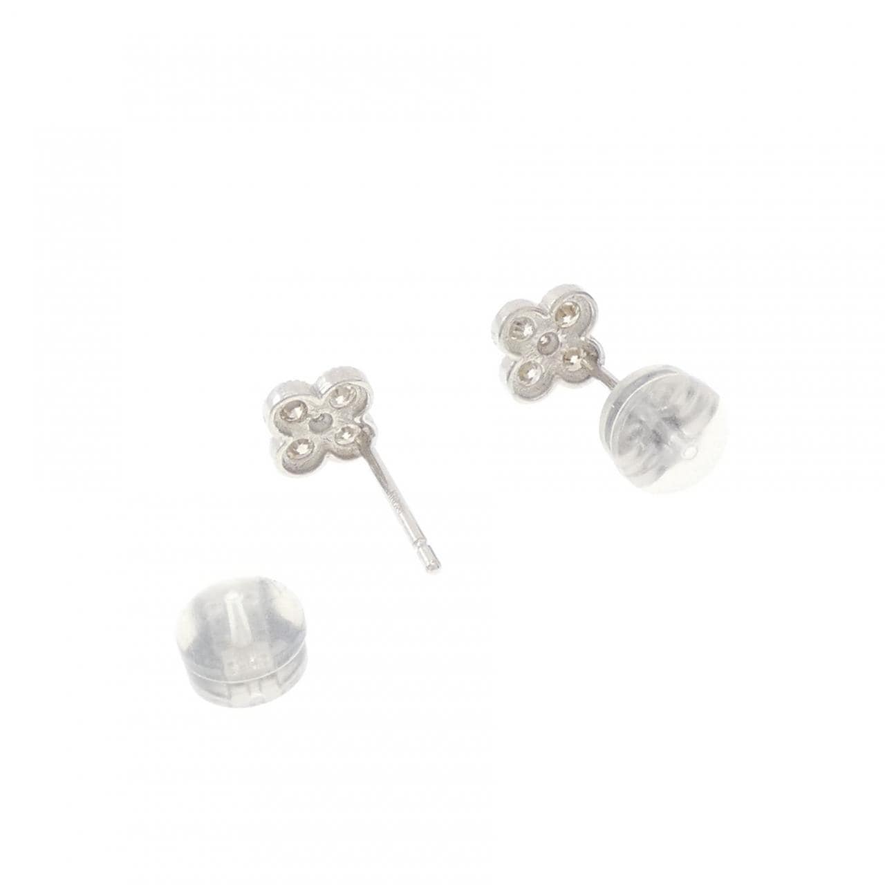 K18WG フラワー ダイヤモンド ピアス 0.30CT