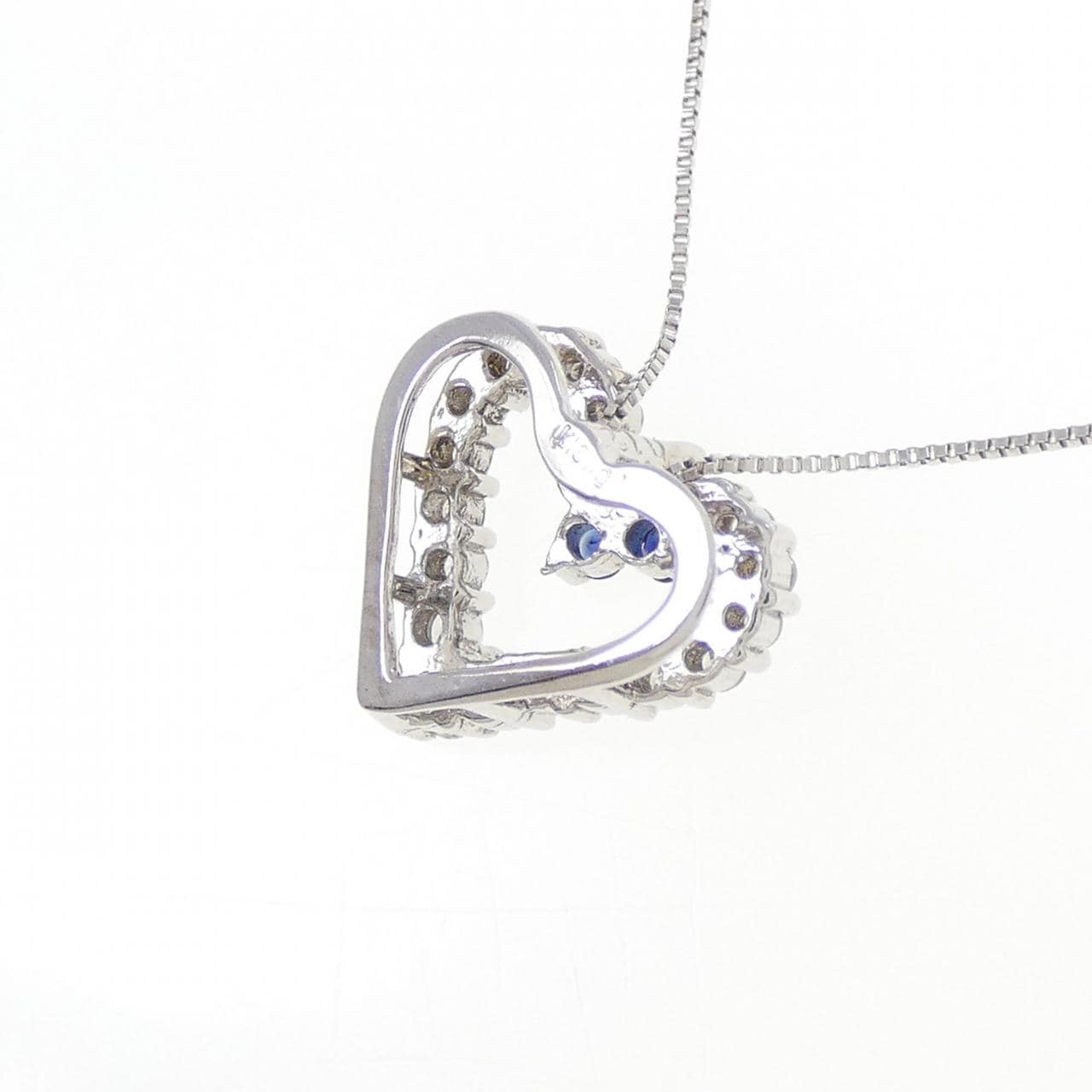 K18WG/K10WG ハート サファイヤ ネックレス