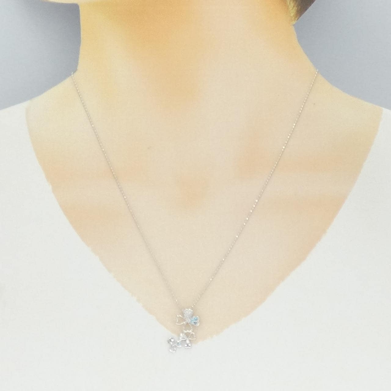 K18WG クローバー トルマリン ネックレス 0.05CT
