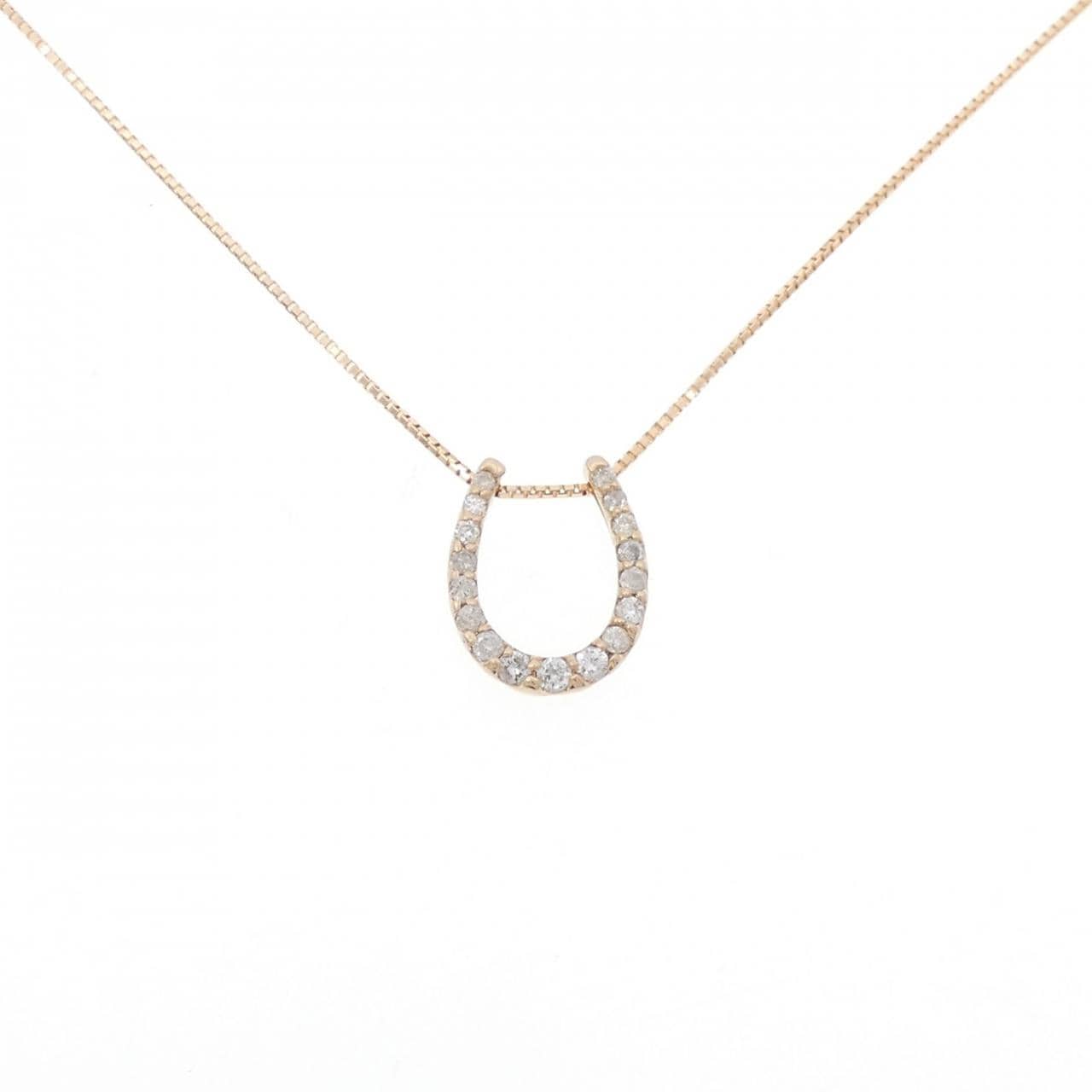 K18PG Horseshoe Diamond Necklace 0.20CT