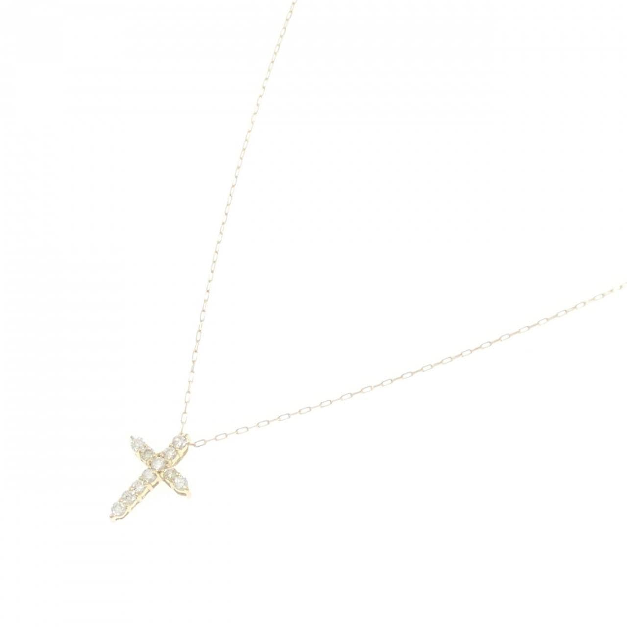 【新品】K18YG クロス ダイヤモンド ネックレス 0.10CT