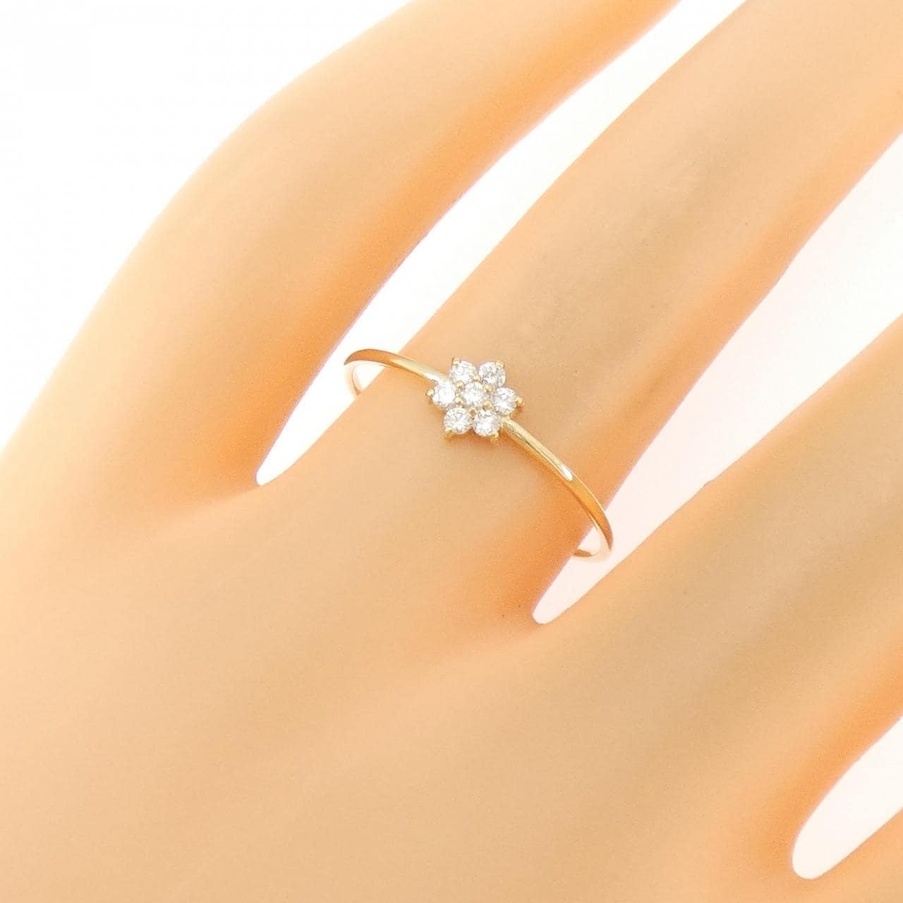 【リメイク】K18YG フラワー ダイヤモンド リング 0.10CT