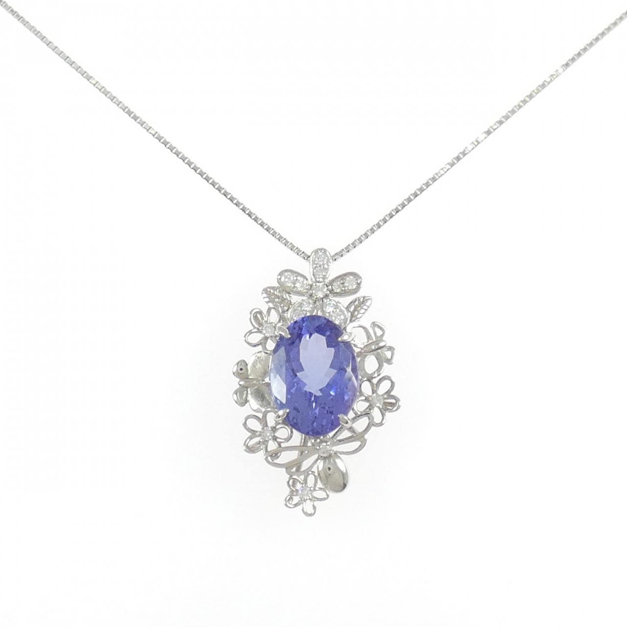 PT900/PT850 フラワー タンザナイト ネックレス 4.13CT