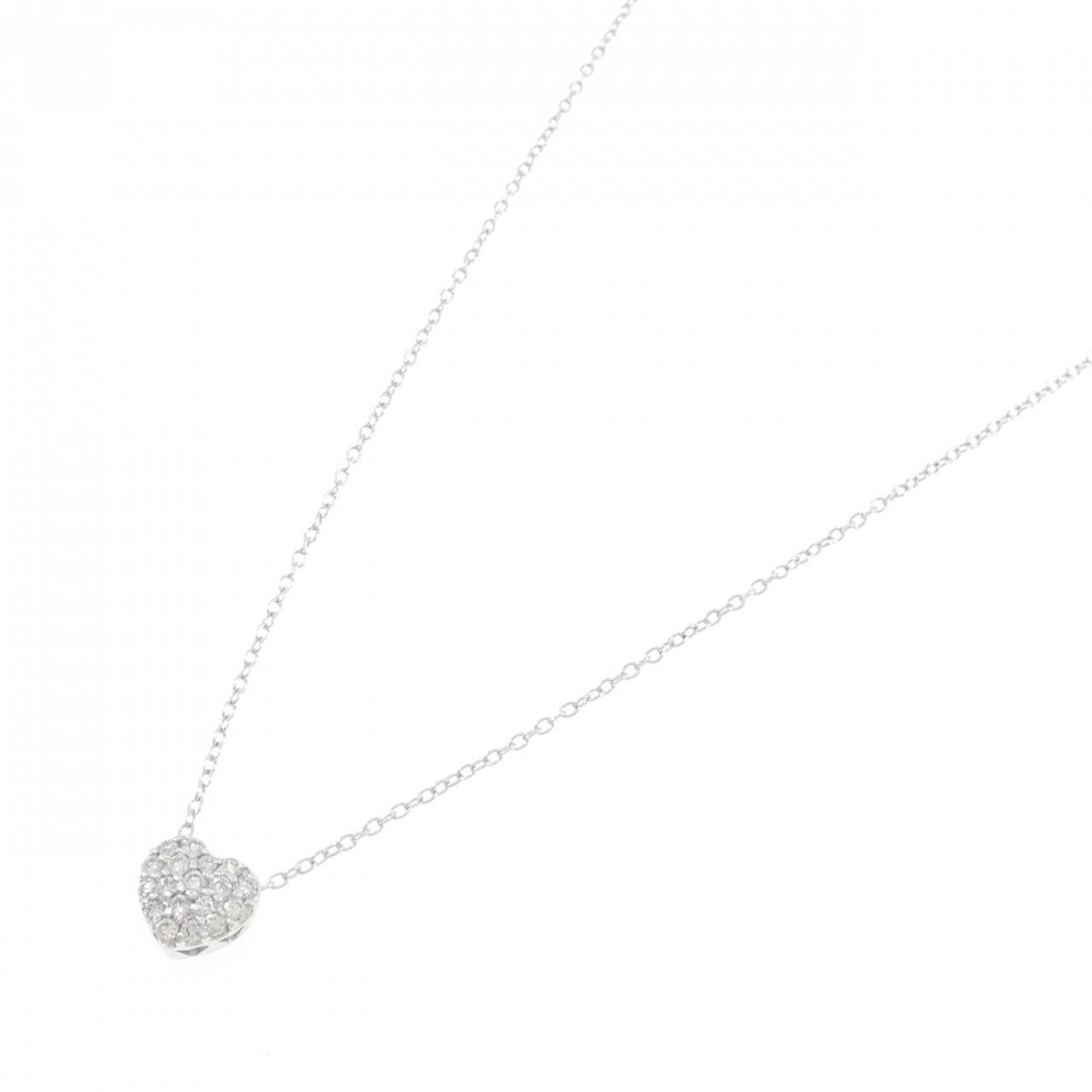 K18WG パヴェ ハート ダイヤモンド ネックレス 0.20CT
