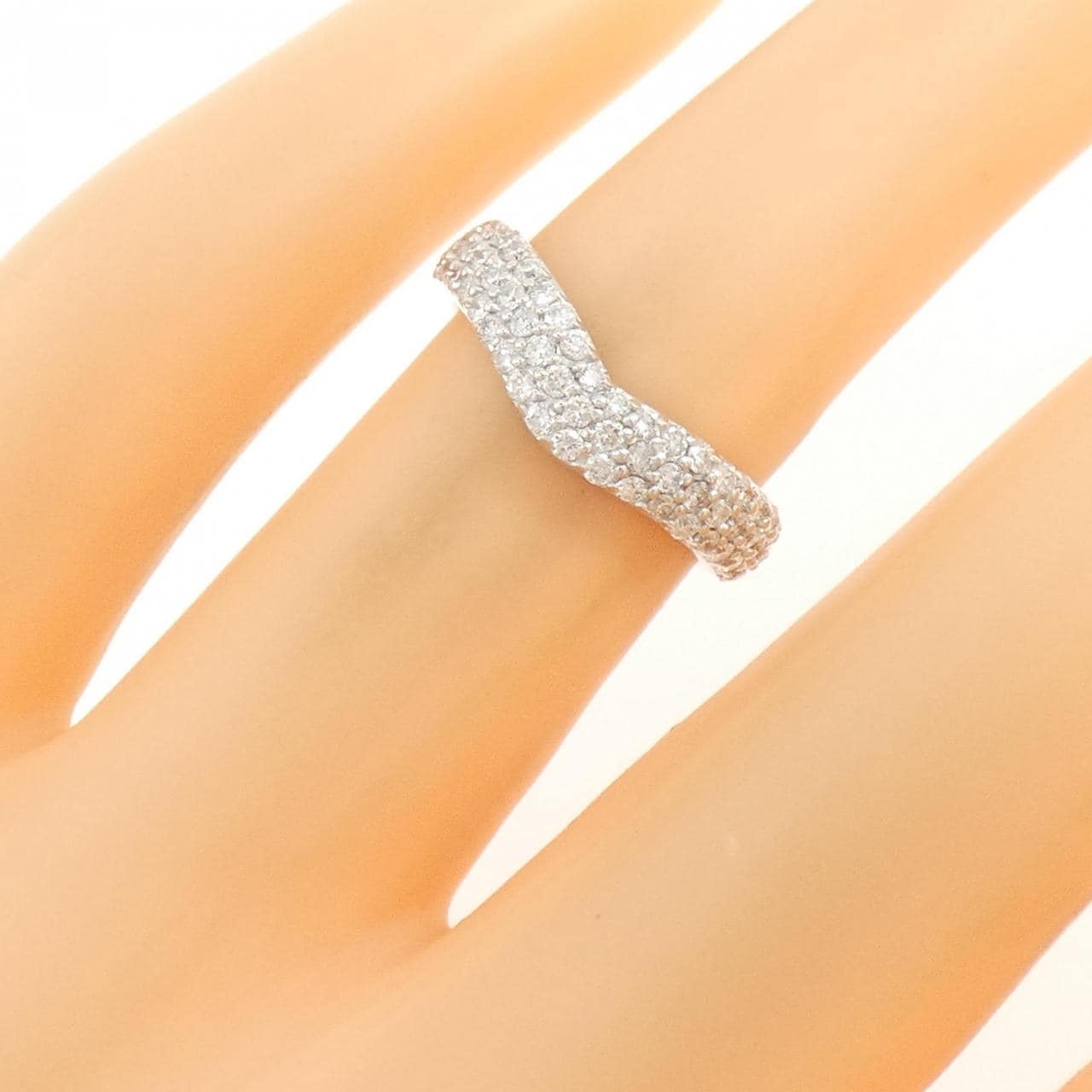 K18WG パヴェ ダイヤモンド リング 0.5CT