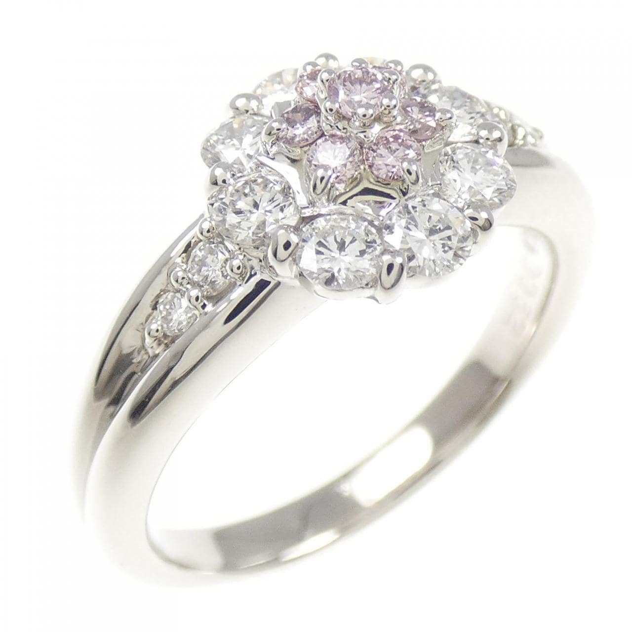 PT900 フラワー ピンクダイヤモンド リング 0.11CT