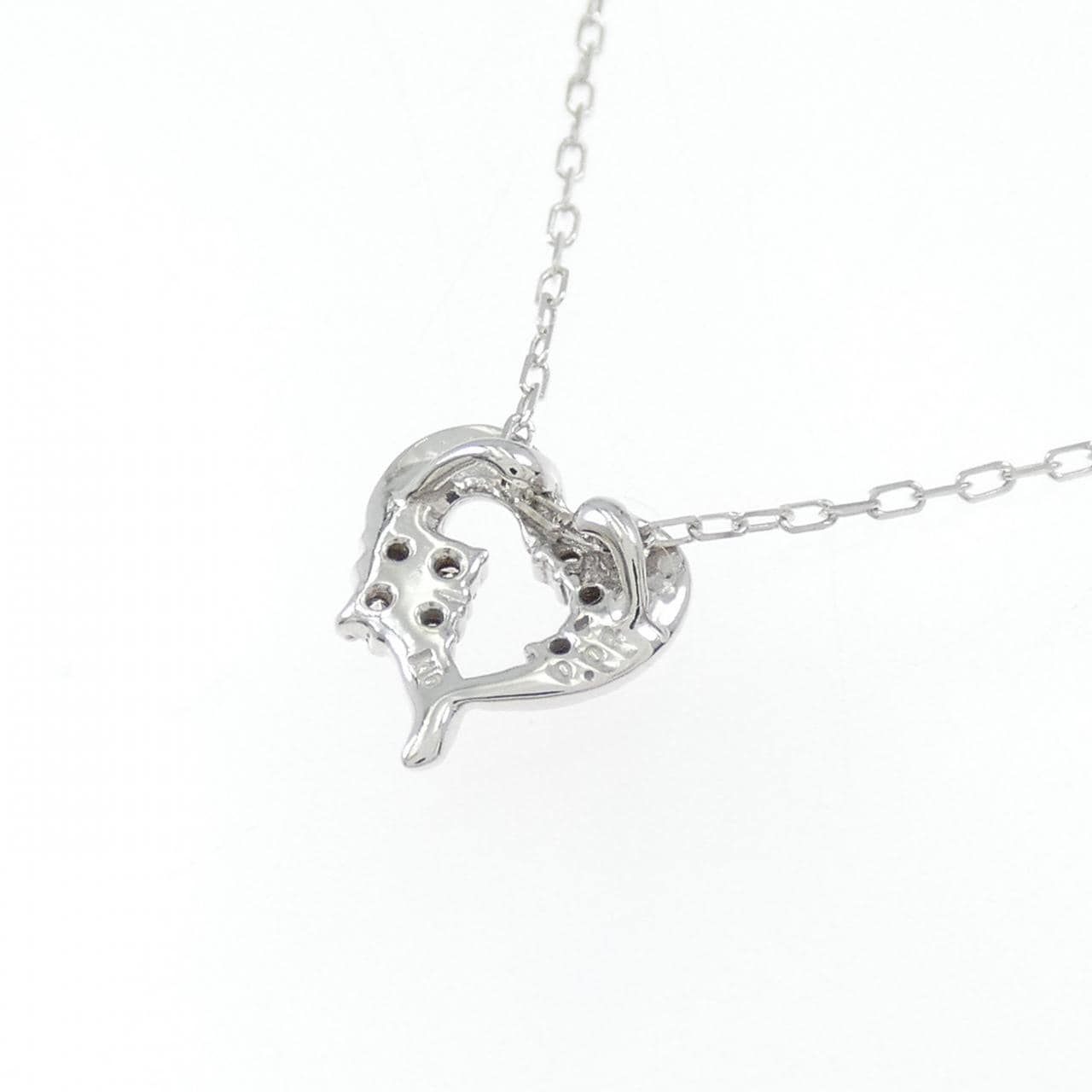 K10WG ハート ダイヤモンド ネックレス 0.04CT