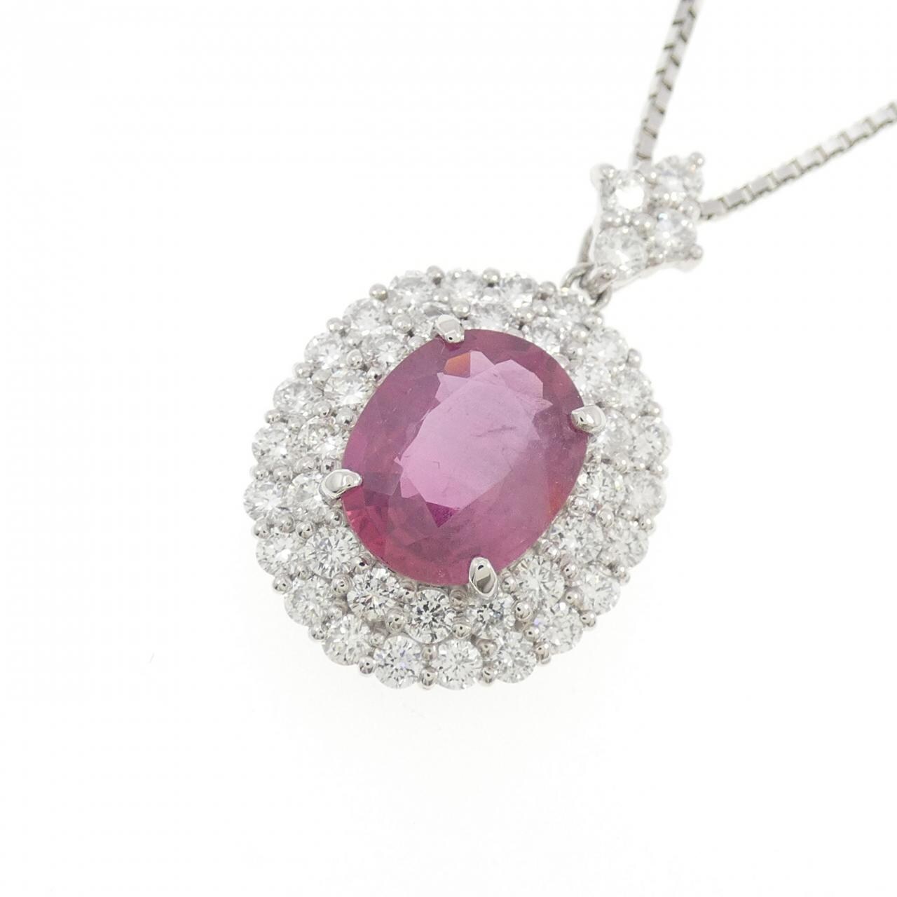 PT900/PT850 ルビー ネックレス 3.080CT