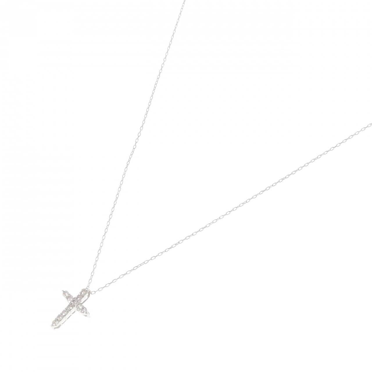 K18WG クロス ダイヤモンド ネックレス 0.10CT