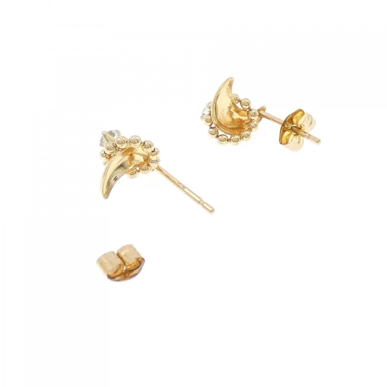 K18YG ムーン アクアマリン ピアス