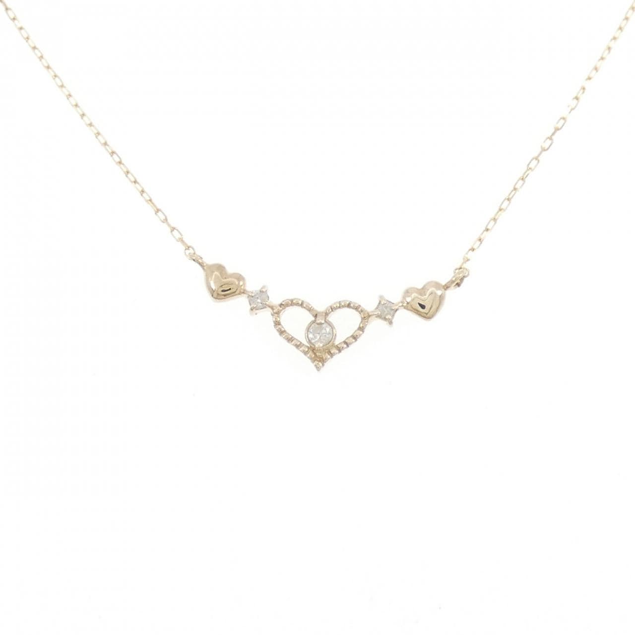 K10YG ハート ダイヤモンド ネックレス 0.03CT