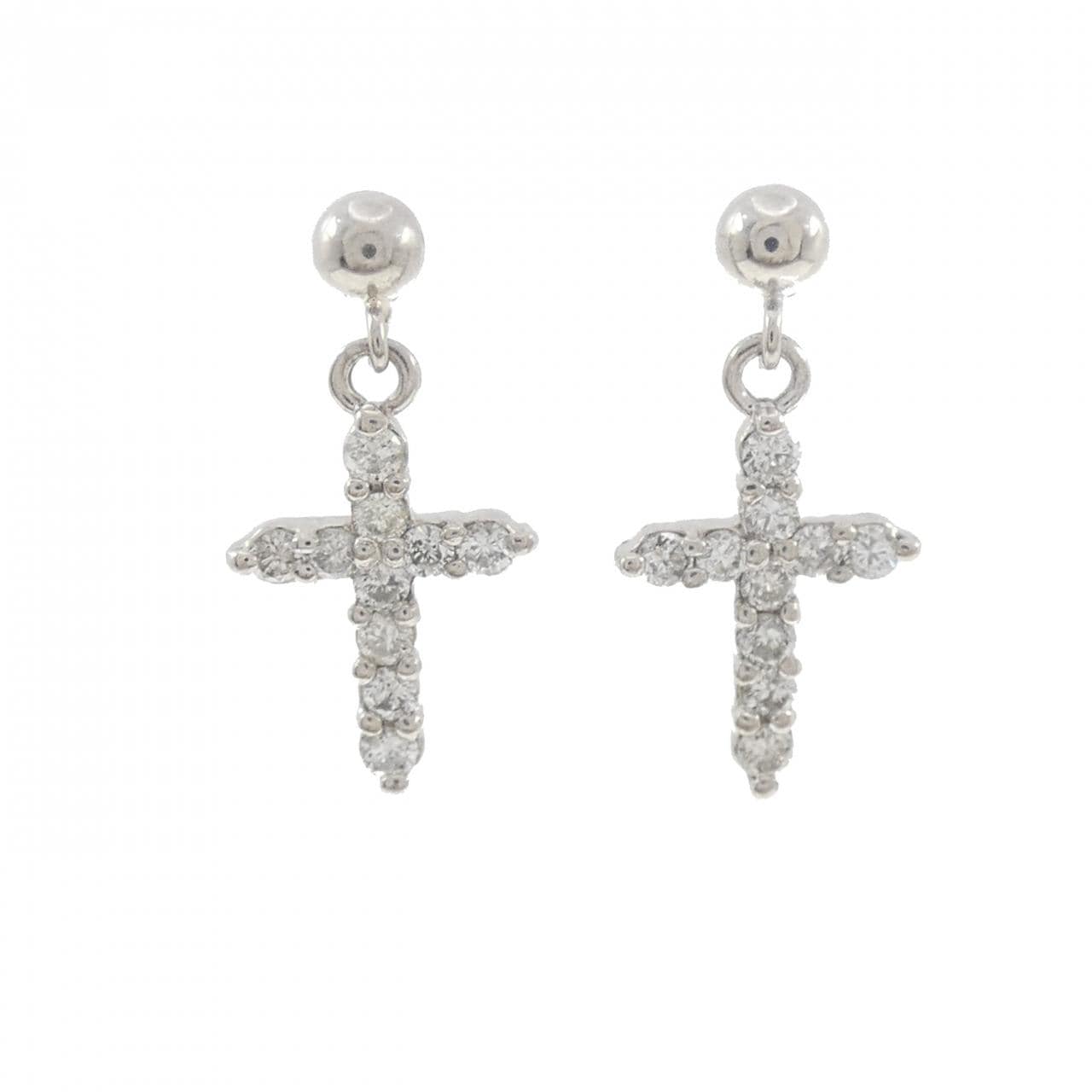 PT900 クロス ダイヤモンド ピアス 0.30CT