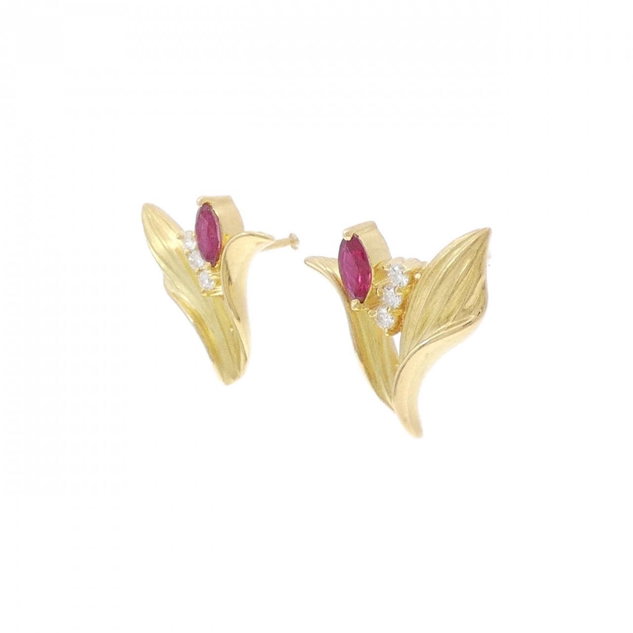 K18YG ルビー ピアス 0.41CT