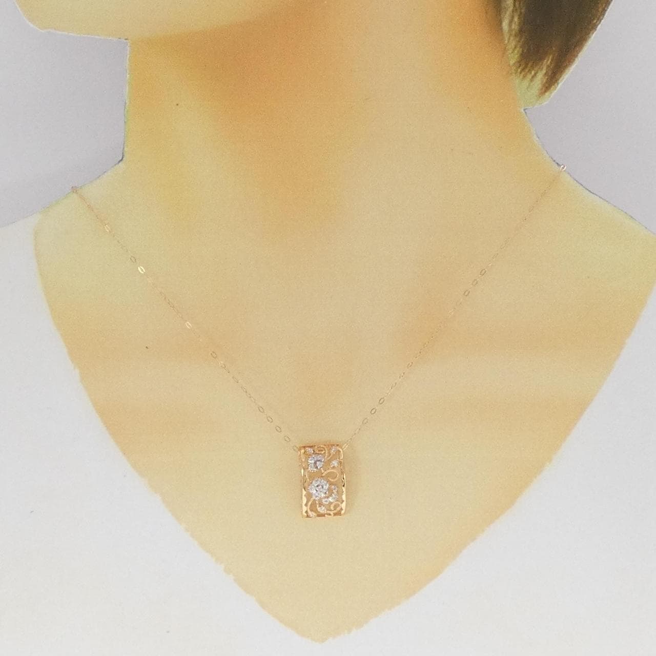 K18PG/K18WG フラワー ダイヤモンド ネックレス 0.14CT