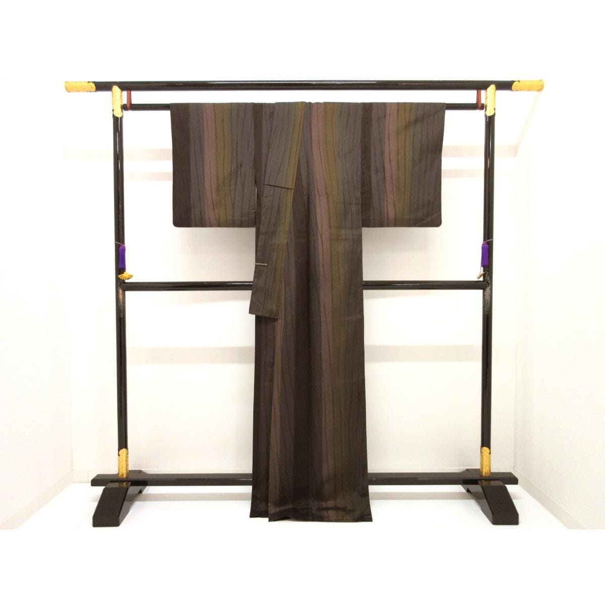 単衣　染紬　絞り加工