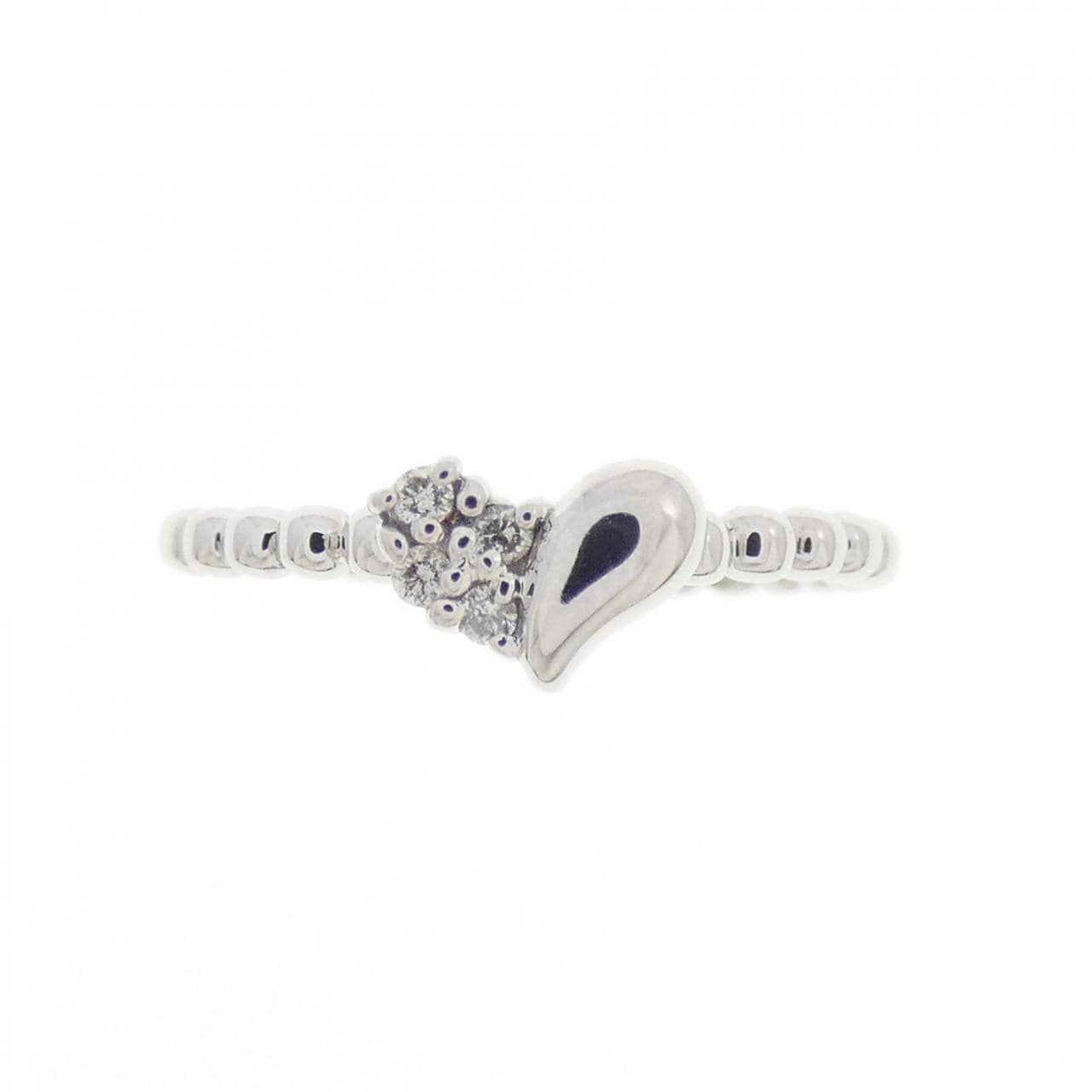 K10WG Heart Diamond Pinky Ring 0.03CT